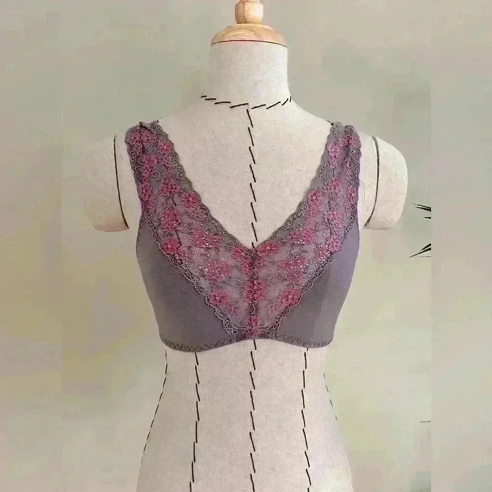 Cosabella Floral Lace Bralette in Purple Gray | Size XS | Micromodal Rayon